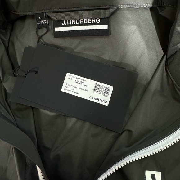 NEW Men’s J. LINDEBERG Stockholm Packable Ash Grey Golf Shell Vest Shell NWT - Picture 7 of 16